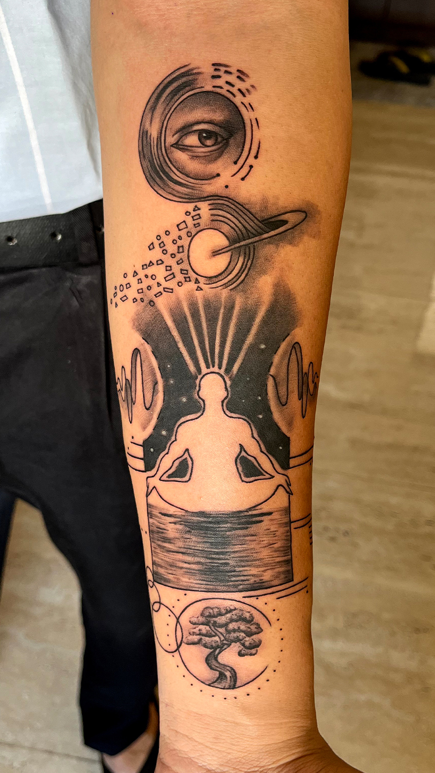 Fine Line Sleeve Tattoo